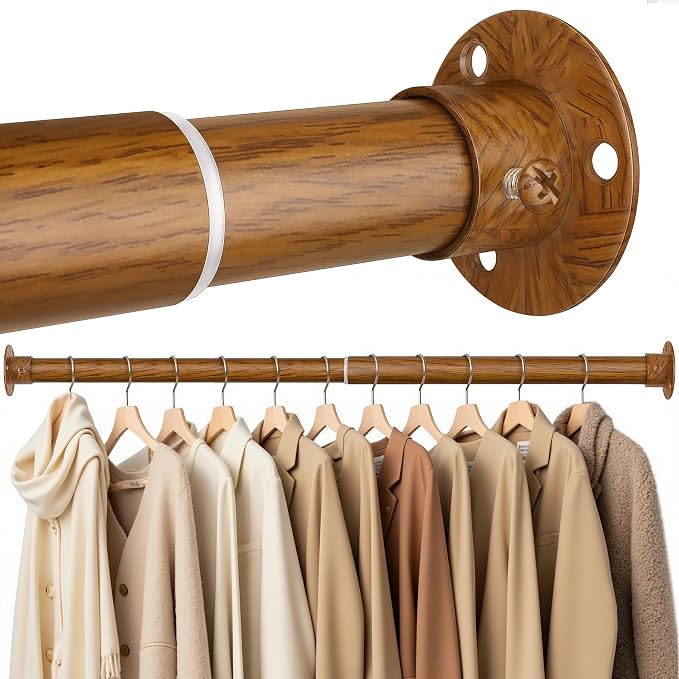 Closet Rods for Hanging Clothes, 17-64 Inch Heavy Duty and Stepless Adjustable by CTSZOOM