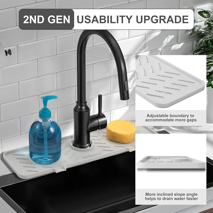 Meiliweser Silicone Faucet Mat for Kitchen Sink – Gen 2 Splash Guard - Image 3