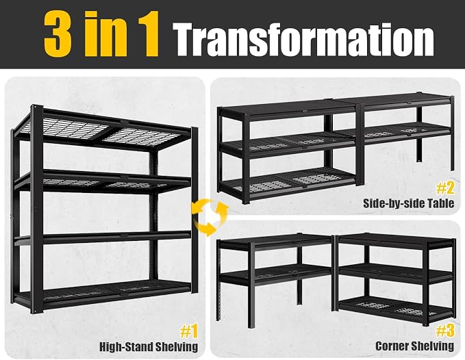 PrimeZone Heavy Duty Garage Shelving 2200 LBS 4 Tier Heavy Duty Storage Shelves - Image 4