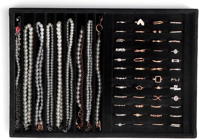 Large Jewelry Organizer for Drawer Insert Velvet Stackable Jewelry Trays for by Unknown