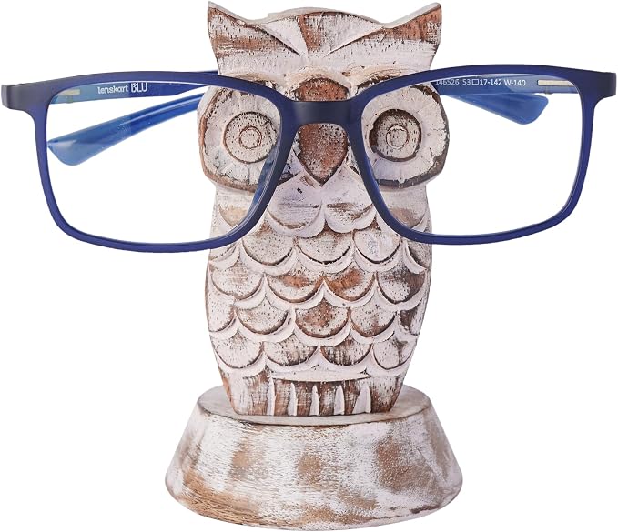 Stocking Stuffers Wooden Owl Glasses Holder Night Stand Reading Eyeglass by EximiousIndia