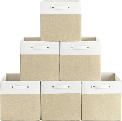 FinishingBo 13x13x13 Storage Cube Bins 6 Pack, Cube Shelf Baskets | Foldable by SimplifySpaceSimplifyLife
