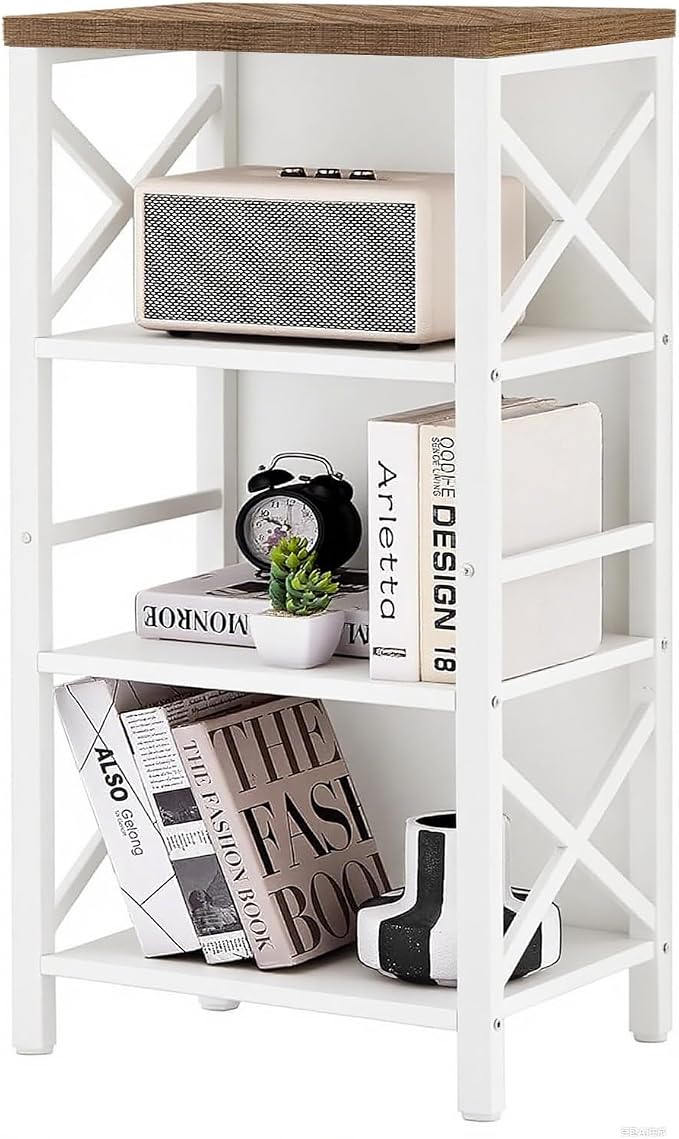 Small Bookshelf, 4 Tier Industrial Bookcase - Image 7