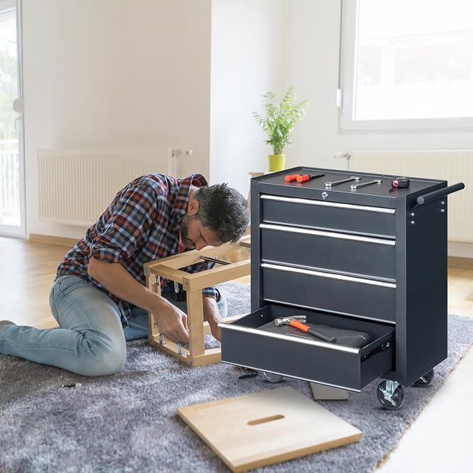 Metal Rolling Tool Box Organizer | Lockable Tool Chest - Image 2