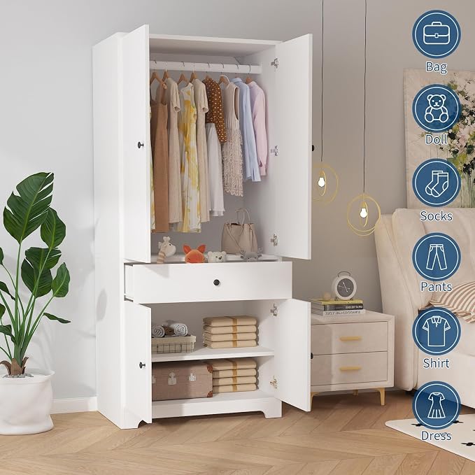 71" Armoire Wardrobe Closet, Bedroom Armoire Clothing Storage Cabinet | 1 - Image 3