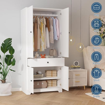 71" Armoire Wardrobe Closet, Bedroom Armoire Clothing Storage Cabinet | 1 - Image 3