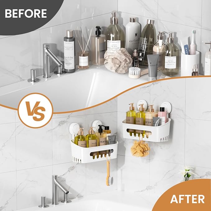 LEVERLOC Shower Caddy Suction Cup 2 Pack, Shower Organizer Removable Bathroom - Image 8