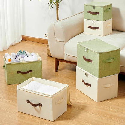 Storage Bins with Zipper Lids Decorative Lidded Baskets Boxes | Clothes - Image 6