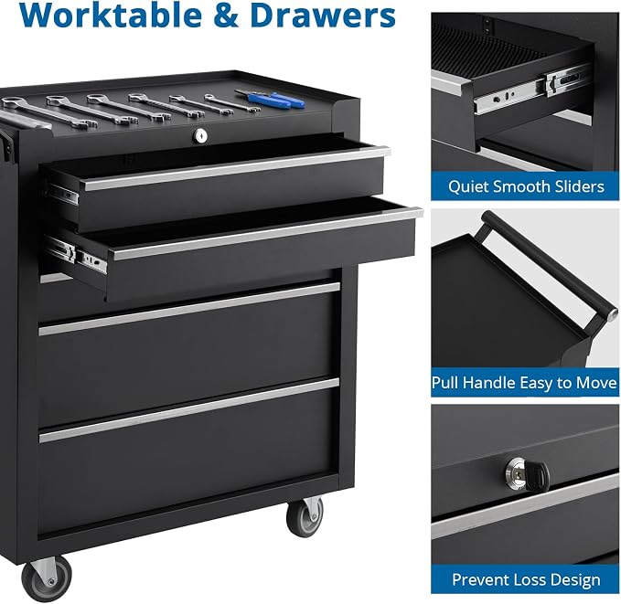 5-Drawer Rolling Tool Chest Organizer - Image 7