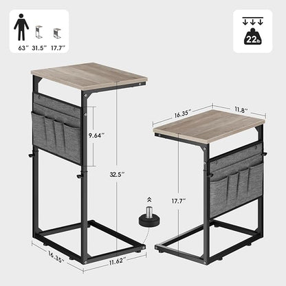 Vagusicc C Shaped End Table, Adjustable Height Small Couch Side Table - Image 2