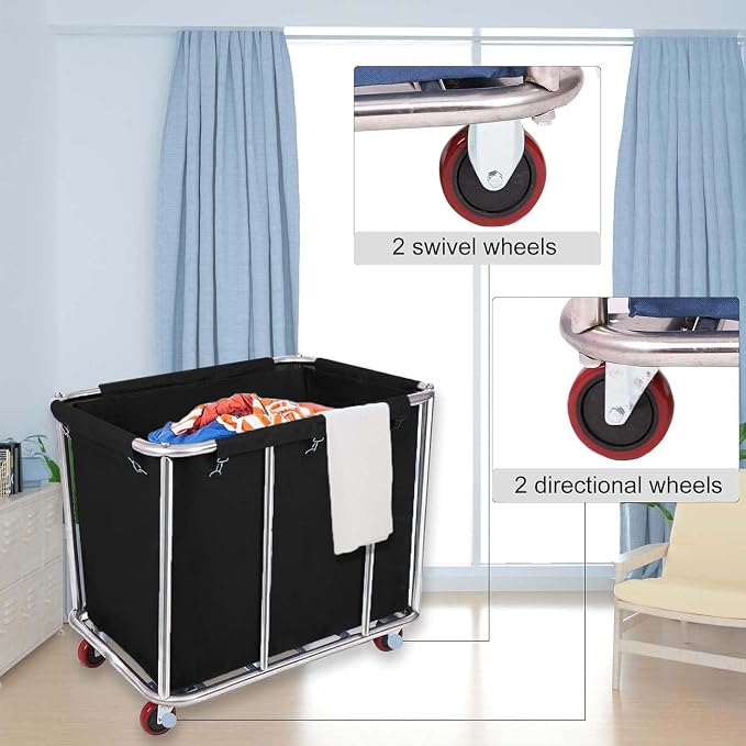105 Gal Rolling Laundry Basket, Commercial 400L Large Capacity Heavy Duty - Image 3