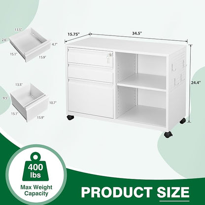 3 Drawer Metal File Cabinet - Image 3