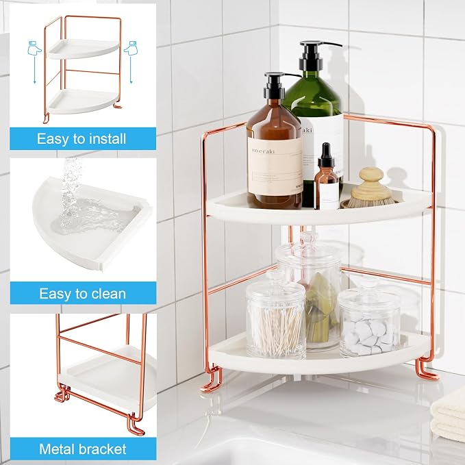 FSyueyun 2-Tier Corner Bathroom Counter Organizer, Tool-Less Installation - Image 5