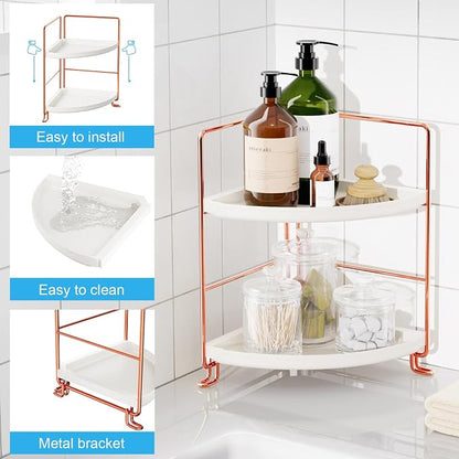 FSyueyun 2-Tier Corner Bathroom Counter Organizer, Tool-Less Installation - Image 5