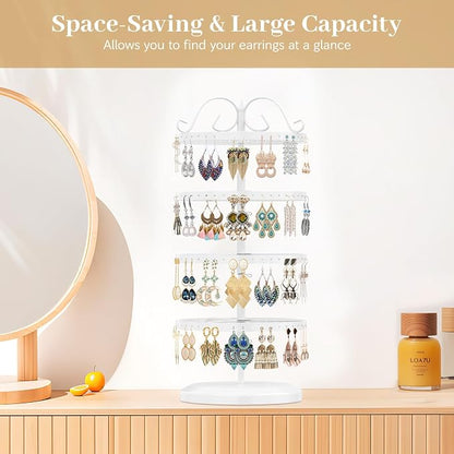 MODOWEY Rotating Earring Holder Organizer Stand, 4 Tiers Metal Tree, Display - Image 6