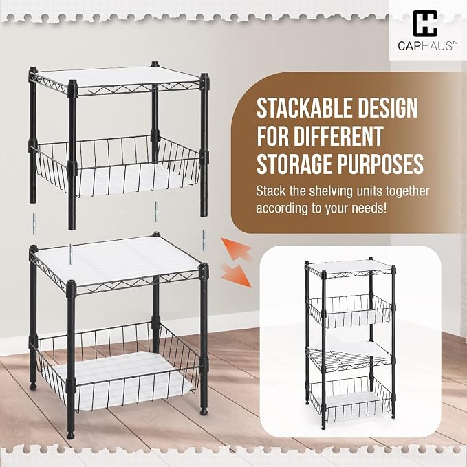CAPHAUS NSF Wire Shelving Unit w/Baskets & Liner, Storage Rack Corner Shelves - Image 4