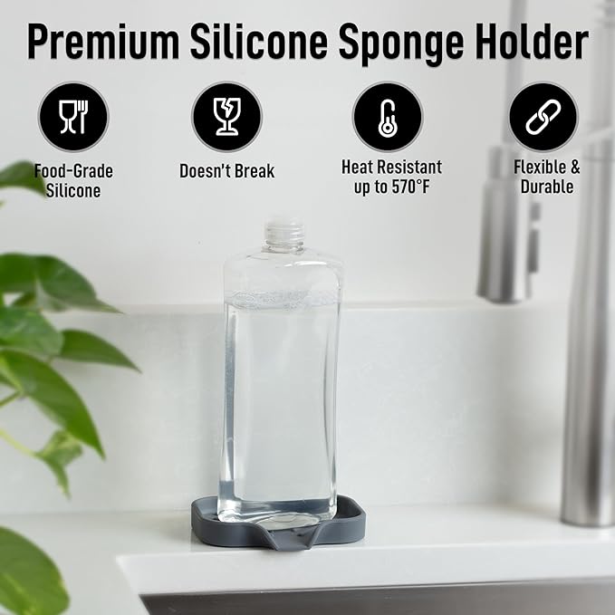 Zulay Kitchen Small Silicone Sponge Holder – Space-Saving Sink Organizer Tray - Image 2