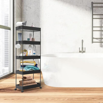 SPACEKEEPER 5-Tier Rolling Cart, Bathroom Storage Organizer Utility Cart - Image 6