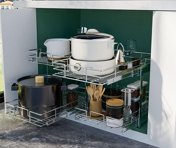 LOVMOR 2 Tier 28½"W x 21½"D, Individual Pull Organizer Kitchen Cabinet Storage - Image 7