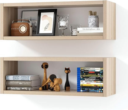 24in Floating Cube Shelves Set of 2, Display Shelves Wall Mount, Decorative by Kaboon