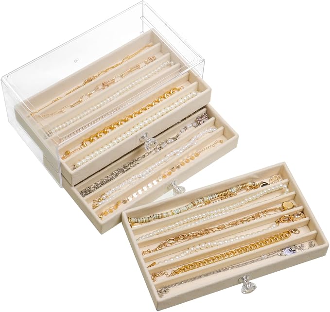 SPAKOWN Necklace Organizer Box, Velvet Necklace Box Holder Tray by SPAKOWN