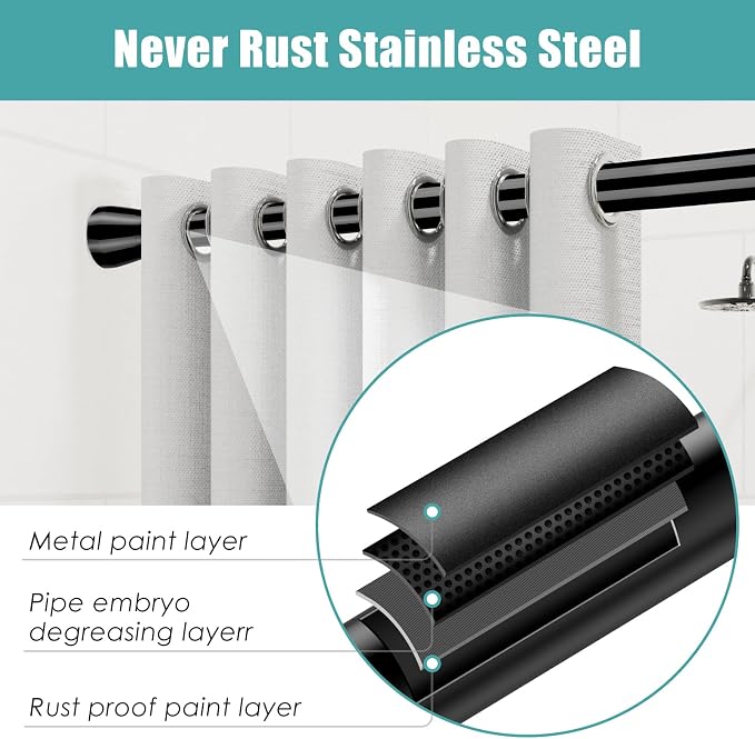 AIZESI 2pcs Tension Curtain Rod Spring Tension Rods - Image 5
