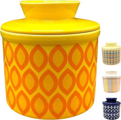 Butter Crock with Lid for Countertop, Butter Keeper Crock with Water, French by RASZEY
