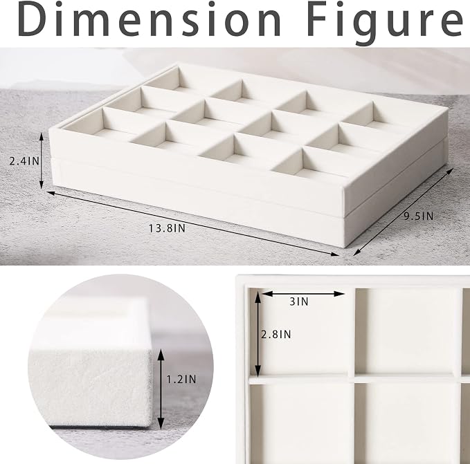 Coward 2PC Stackable 12 Grids Jewelry Organizer Tray Bracelet Display Stand - Image 2