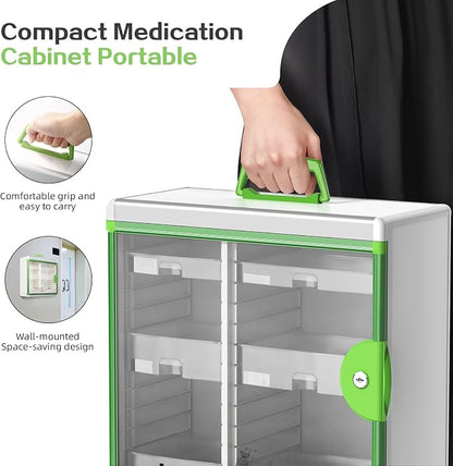 Lockable Medicine Cabinet with 6 Removable Trays, Wall Mounted & Portable - Image 5