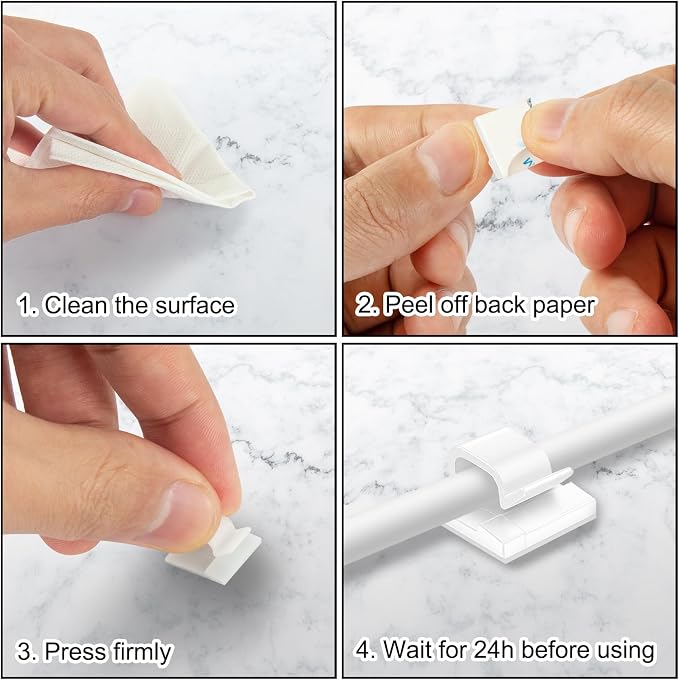 130 Pcs Cable Clips, Adhesive Cable Organizer Cord Holder Wire Clip Wire - Image 5