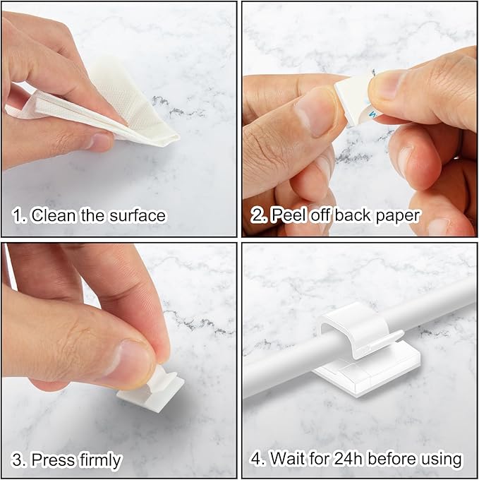 65 Pcs Cable Clips, Adhesive Cable Organizer Cord Holder Wire Clip Wire - Image 5