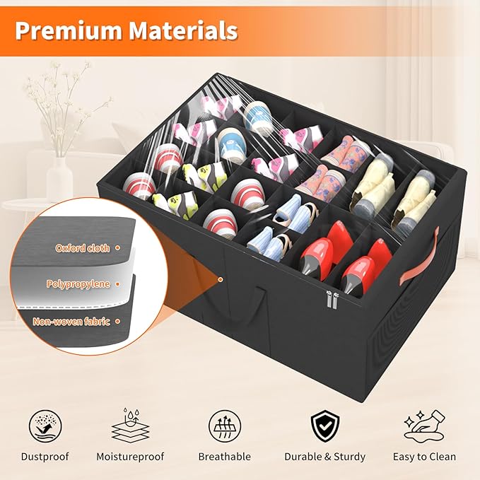 Aokeyee 2 Pack Shoe Organizer for Closet, Large Shoe Storage Box Fits up to 48 - Image 3
