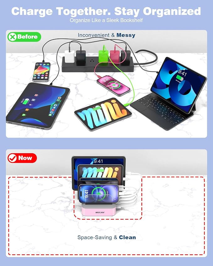 MSTJRY Charging Station for Multiple Devices : 5 Port Multi USB-A Charger - Image 3