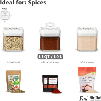 Felli Flip Tite Food Storage Container 5" LARGE Size Airtight Lid Lock Top - Image 7