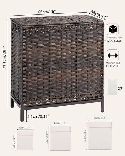 SETVSON Laundry Hamper with Lid 132 L, Clothes Hamper with Lid, Handwoven - Image 5