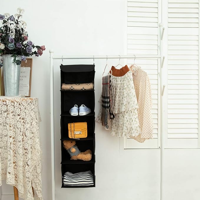 BrilliantJo 2 Pack Hanging Closet Organizer, 5 Shelves Hanging Storage - Image 4