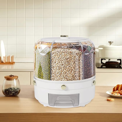 Cereal Dispenser Countertop 360° Rotating Grain Storage Container 13.2 Lbs Rice - Image 3