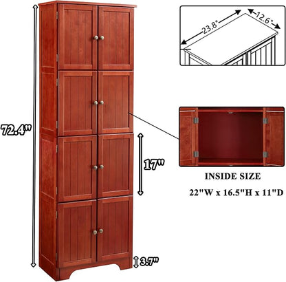 72" Tall Farmhouse Storage Cabinet, 4 Tier Kitchen Pantry Cabinet - Image 2