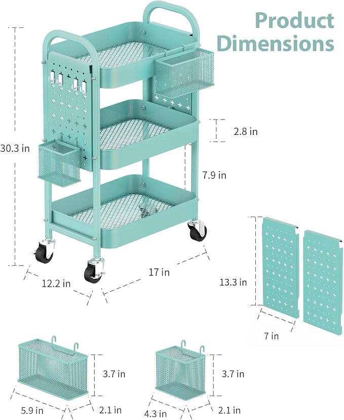 ALVOROG 3 Tier Rolling Cart - Image 5