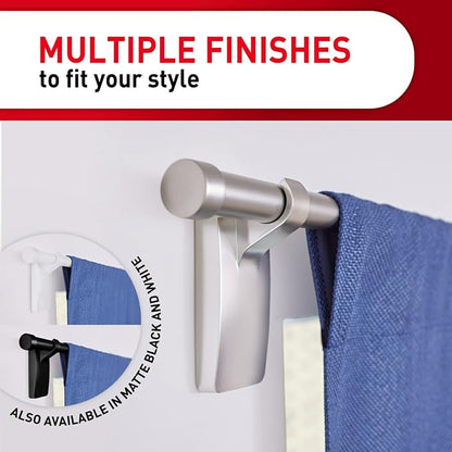 Command 10 lb Satin Nickel Curtain Rod Hooks, 2 Hooks and 4 Strips, No Drilling - Image 3