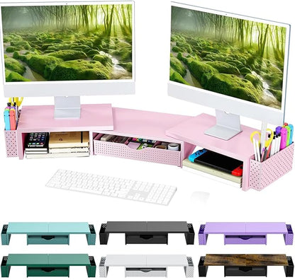 Spacrea Metal Desk Organizers and Accessories, Dual Monitor Stand Riser by Spacrea