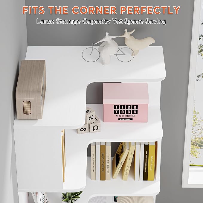 Tribesigns 6-Tier Corner Bookshelf, 64.9 Inches Tall Corner Book Shelf - Image 5
