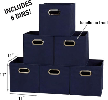 Household Essentials Foldable Fabric Storage Cubes 6-Pack – 11x11x11 Stackable - Image 2
