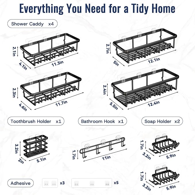 8 Pack Adhesive Rustproof Shower Caddy - Image 8