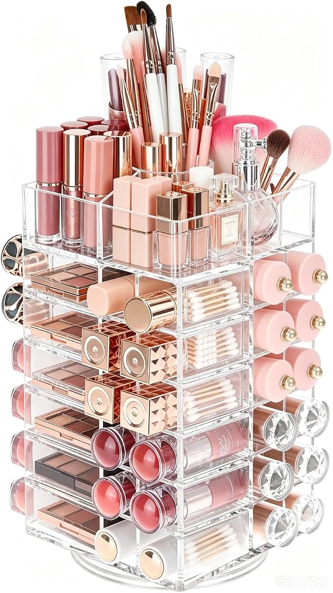 Lipstick Holder, 360 Rotating Lipstick Clear Plastic Display Rack Organizer by Unknown