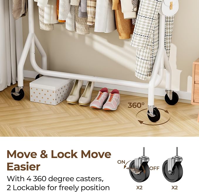 Clothes Clothing Rack, Rolling Heavy Duty Clothes Rack Load 420 LBS - Image 4