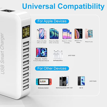 USB Charging Station, Ziwodiv 8-Port 60W/12A Charger Station, Compact Desktop - Image 3