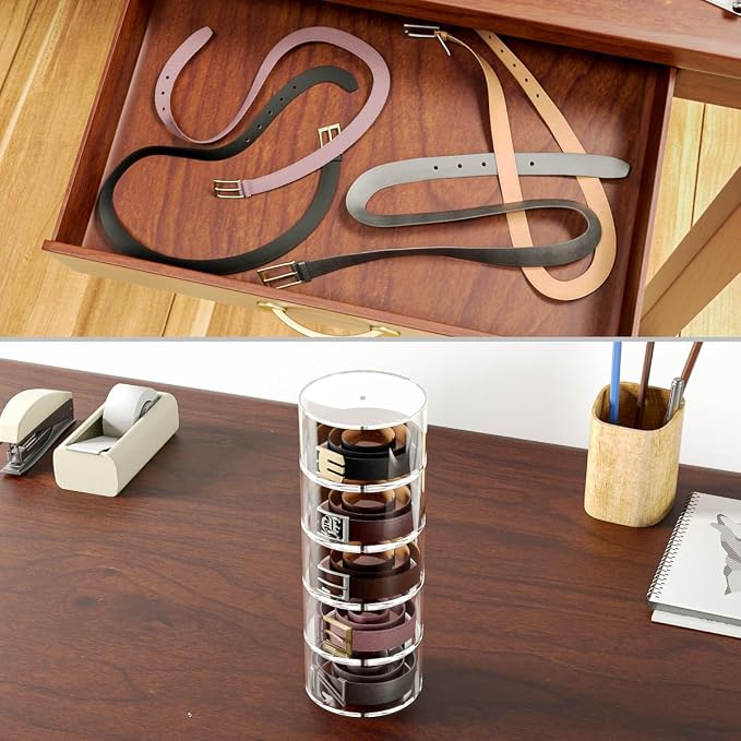 NIUBEE Belt Organizer, Acrylic 8 Layers Belt Case Storage Holder and Display - Image 5