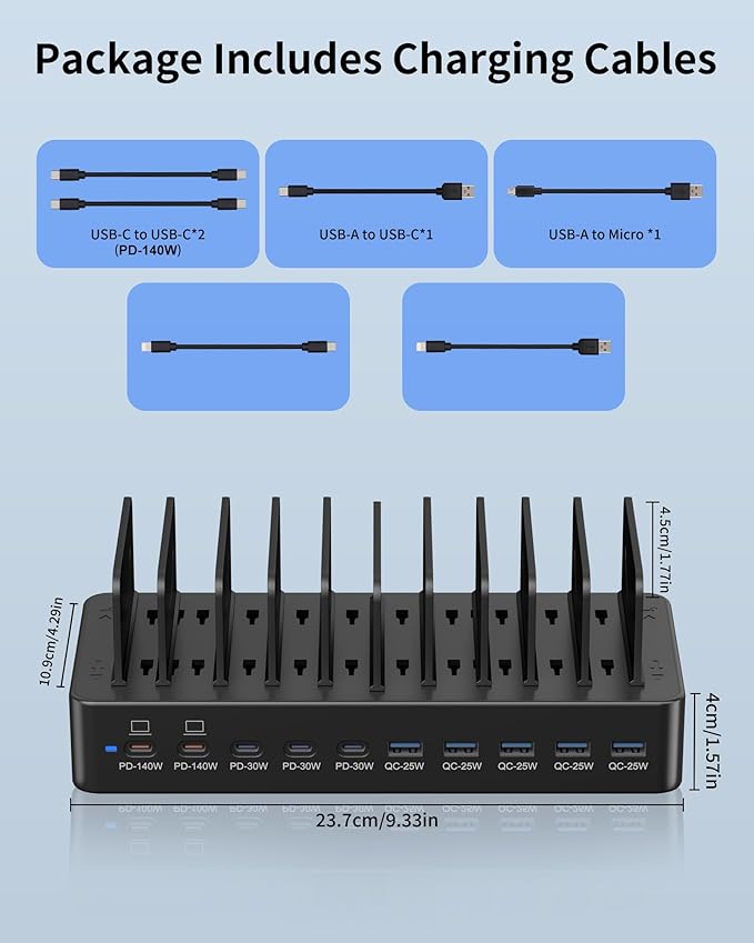 620W Charging Station for Multiple Devices, 10-Port USB C Fast Charger Station - Image 5