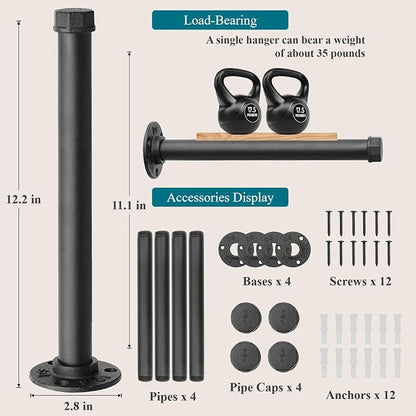 Cast Iron Wall Mounted Clothes Rack, Heavy Duty Industrial Pipe Clothing Rack - Image 2